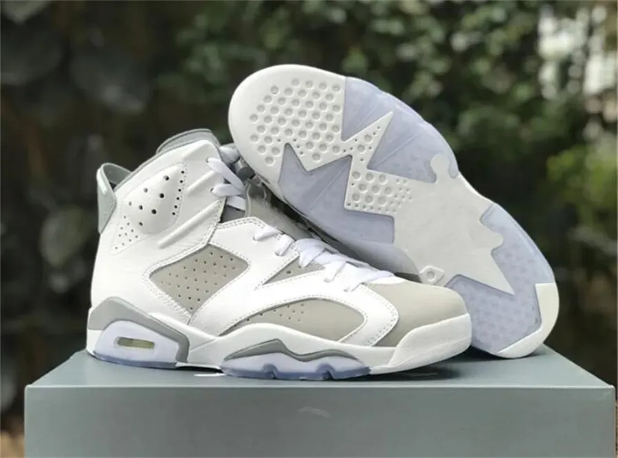 2023 Release Authentic 6 Cool Grey Shoes 6S White Leather Medium Grey