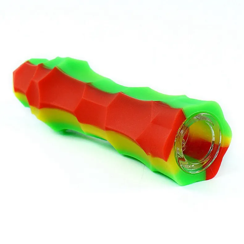 Tuyaux de peau en silicone colorés Mini verre de tabac à herbes sèches Filtre poreux Catcher Taster Bat One Hitter Pipes à main pour fumer des cigarettes