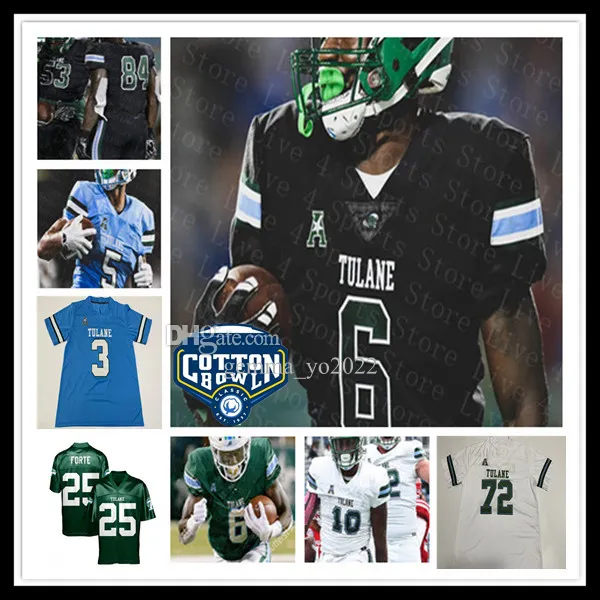 Maillot de football NCAA College Tulane Green Wave Michael Pratt Kai Horton Darnell Mooney Makhi Hughes Lawrence Keys III Chris Brazzell Patrick Jenkins Darius Hodges