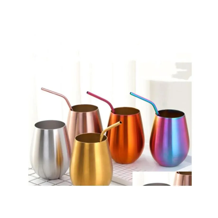 Tumblers 304 Tumbler en acier inoxydable Tasses à bière rondes Creative Coupe à boire froide Bar Shaker Famille Eau Bouteille de café YHM1801 Drop D DDH7IX