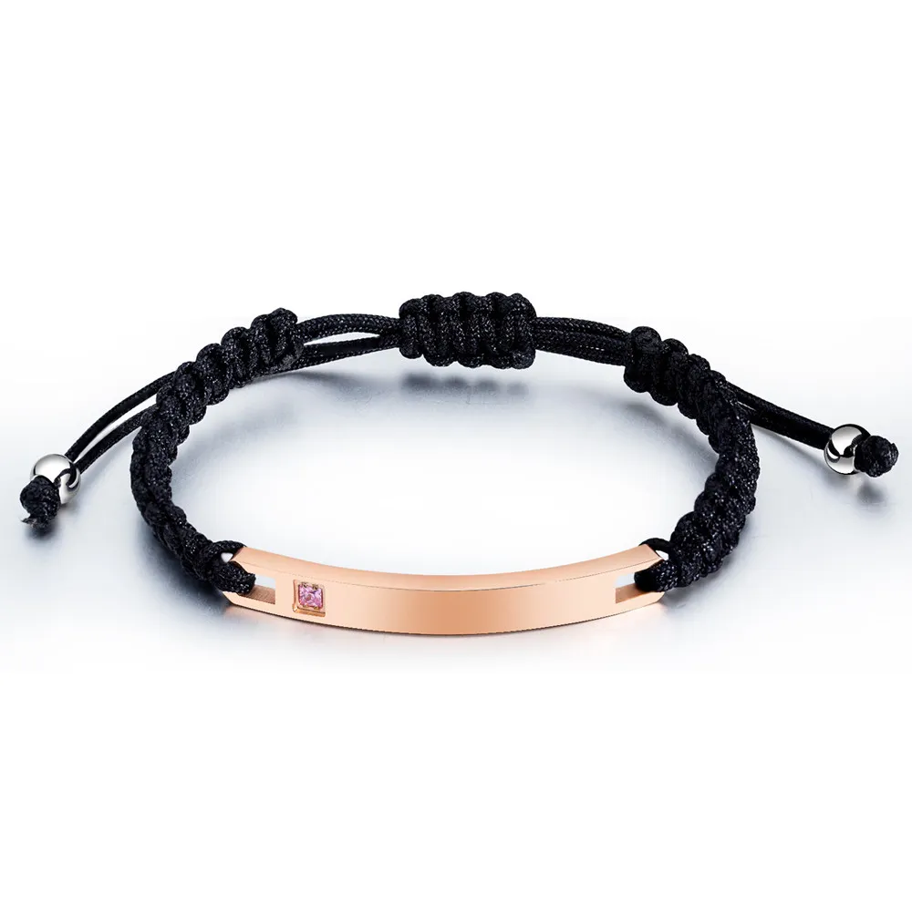Bracelet en chaîne avec carte incurvée, design, vente en gros, personnalité, bricolage, bracelet pour amoureux lisses en titane