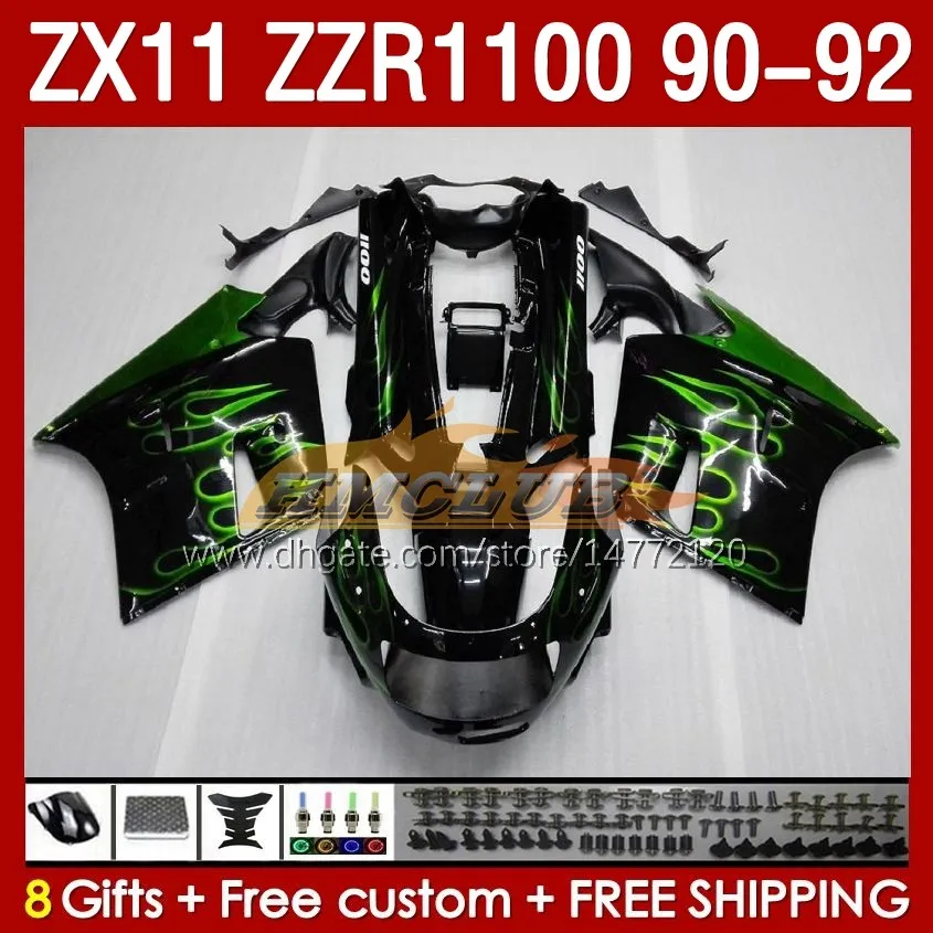 Kawasaki Ninja ZZR1100 ZX 11 R 11R 1990-1992 BODY 164NO.54 ZX-11 R ZZR 1100 CC ZX-11R ZZR-1100 ZX11R 90 91 92 ZX11 R 1990 1990 1991 1992フェアキットグリーンフレーム