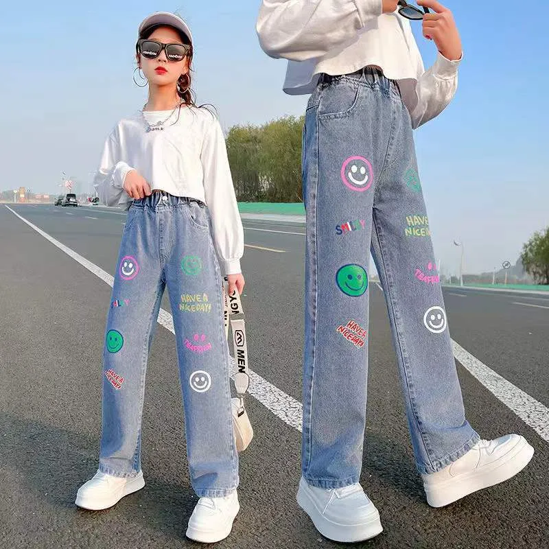 Girls Wide Leg Cotton Jeans Ripped, Loose Fit Denim Wide Leg Trouser Jeans  For Fashionable Kids Big Size 221207 From Jiao08, $19.88