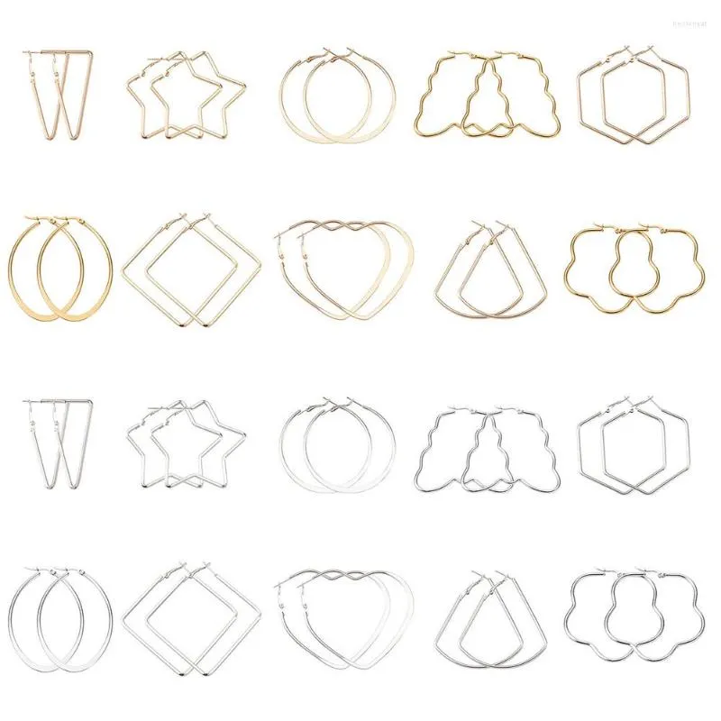 Brincos de argola 20Pairs/Set formas mistas Brincagem de miçanga de metal Encontrando encantos para acessórios para jóias DIY