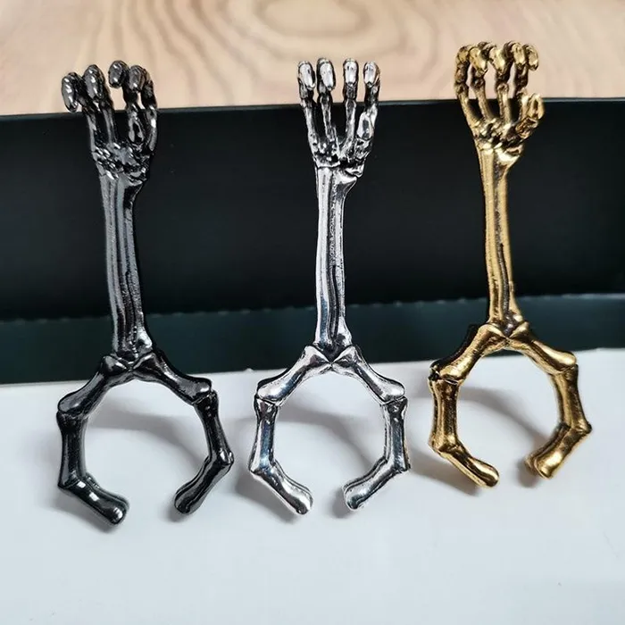hand bone Smoking Pipe Cigarette smoke shop holder 4 style smoking rings thick clip skeleton pattern joint ring finger accessories metal pipes bong