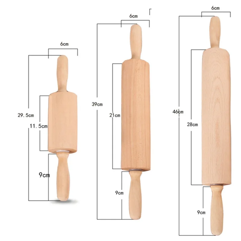 3 Size Professional Wooden Rolling Pin For Baking Dough Roller Smooth Tapered Design Fondant Pie Crust Pastry Kitchen Cooking Baking Tools