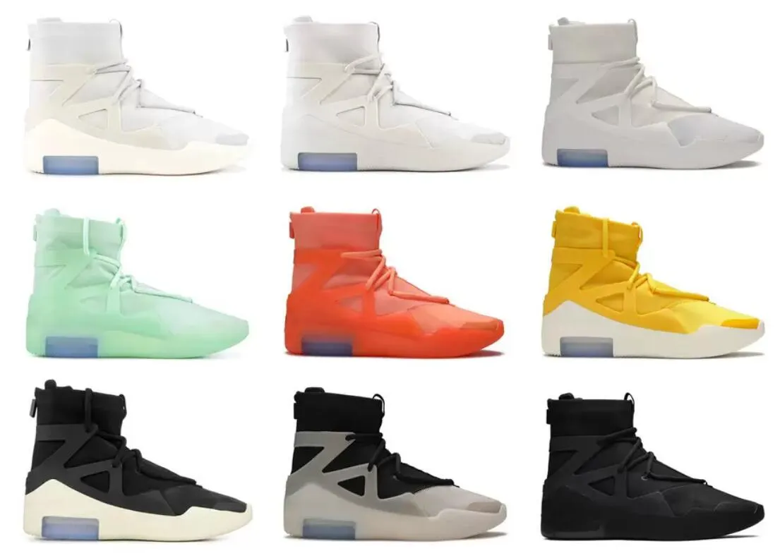 2023 Release Authentic Fear Shoes 1 Boots Triple Black Oatmeal Of God The Atmosphere Yellow Light Bone Sail Orange Uomo Outdoor Sneakers con scatola originale FOG