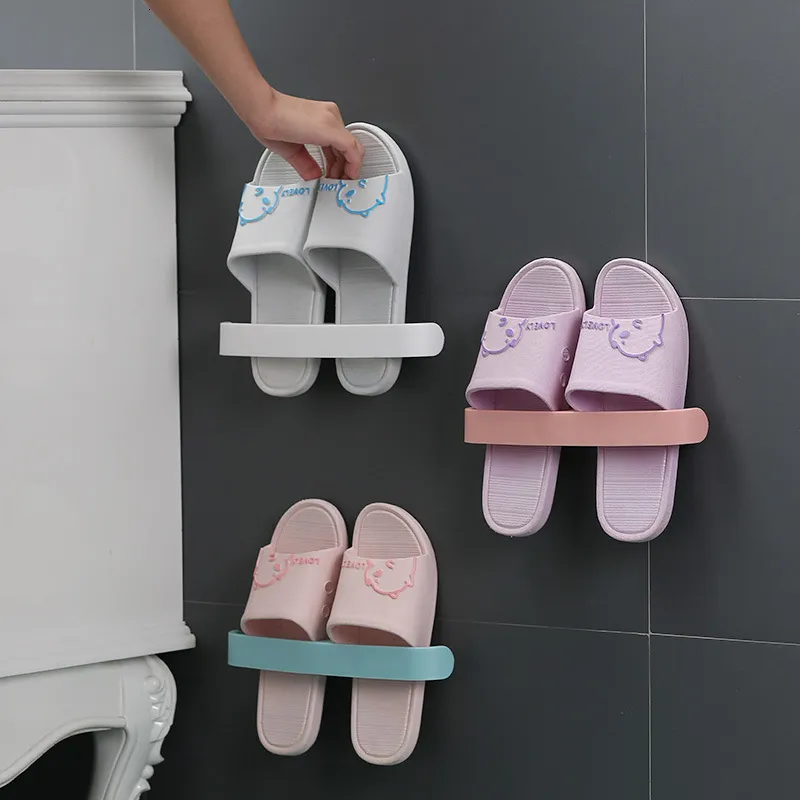Ensemble d'accessoires de bain salle de bain porte-pantoufles tenture murale toilette dispositif de stockage de chaussures sans trou accessoires 221207
