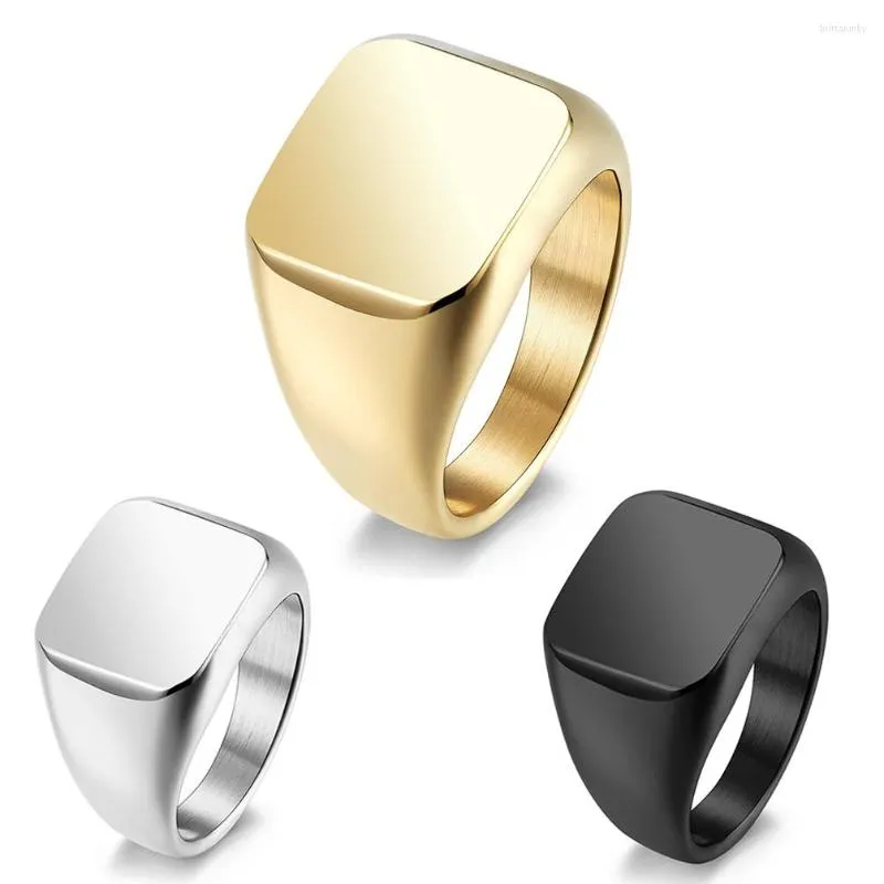 Wedding Rings mode High Polished Titanium Steel Ring voor mannen Zwart/Goud/Silver Color Square Finger Paar Betrokkenheid mannelijke jood