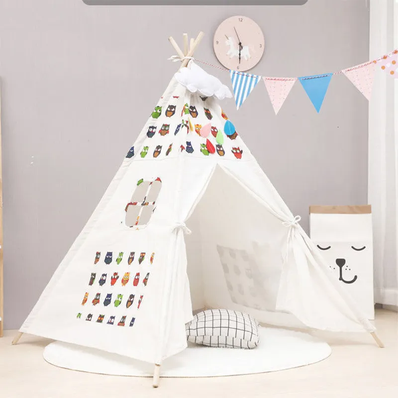 Leksak tält bärbara barn tält indiska barn teepee tipi lek hus baby inomhus utomhus vikande slott barn wigwam enorm gåva 221208