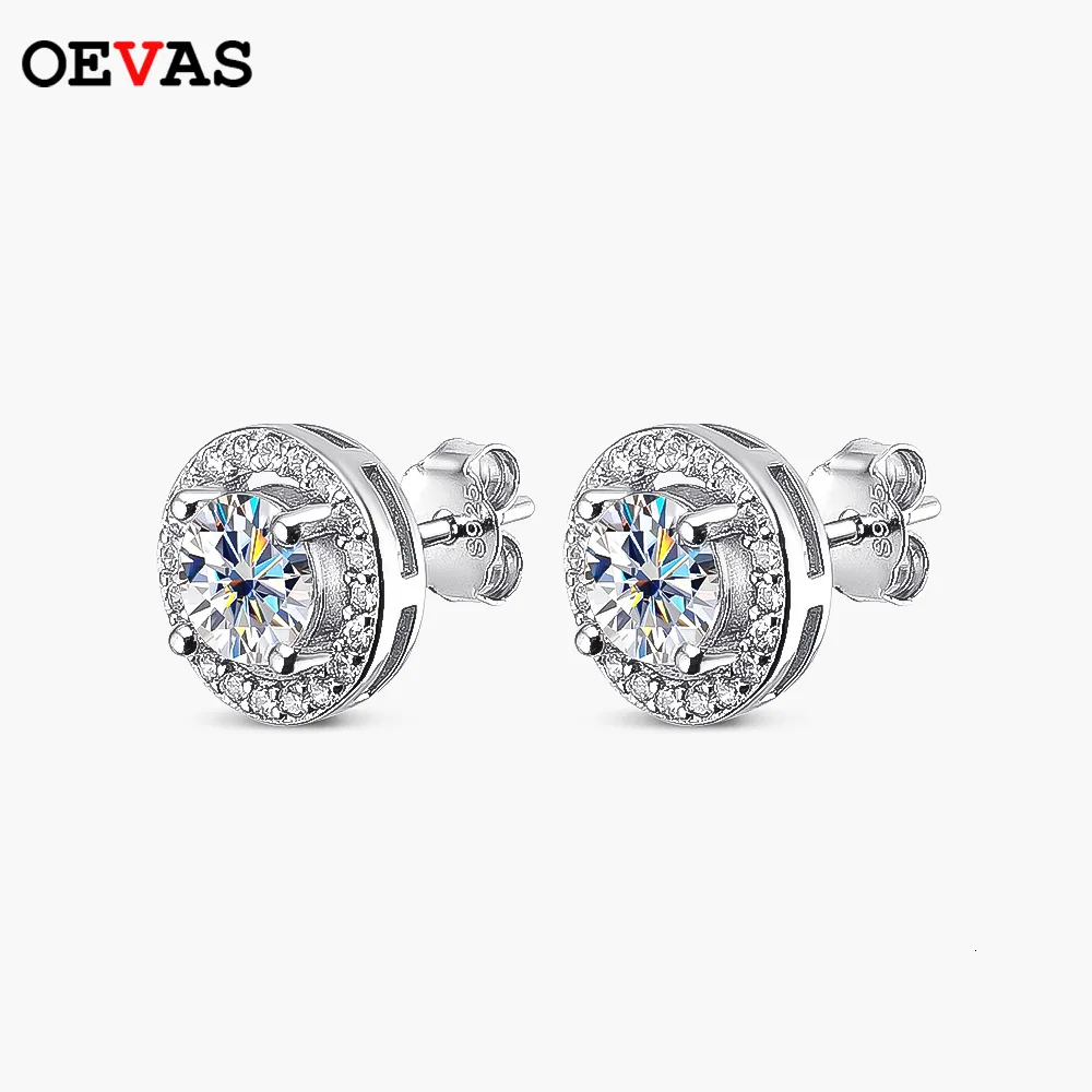 Stud OEVAS 100% 925 Sterling Silver Real 0.5 Carat 1 Earrings for Women Sparkling Wedding Party Fine Jewelry 221207