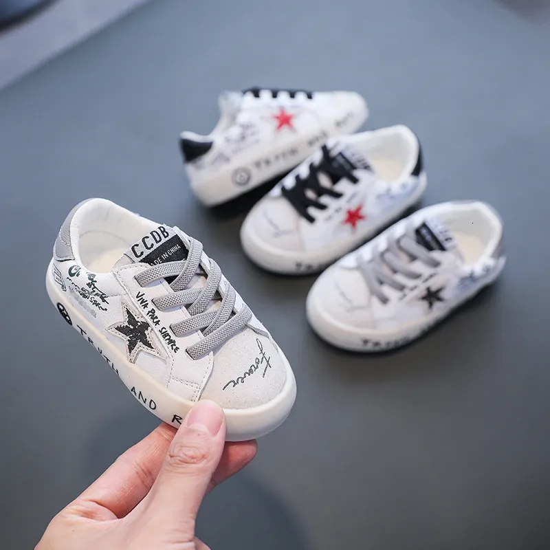 Sneakers Beyaz Deri Bebek Yürümeye Başlayanlar İlk Yürüteçler Çocuk Ayakkabıları Erkek ve Kız Çocuklar için Star Casual Flats Kid 221207