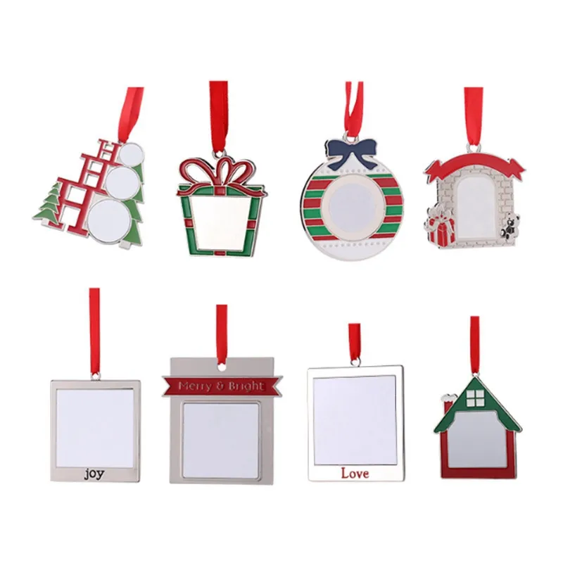 Diy sublimatie blanco kerst hangers metalen hangende ornamenten Xmas Tree Decor for Home Xmas Gifts Happy New Year