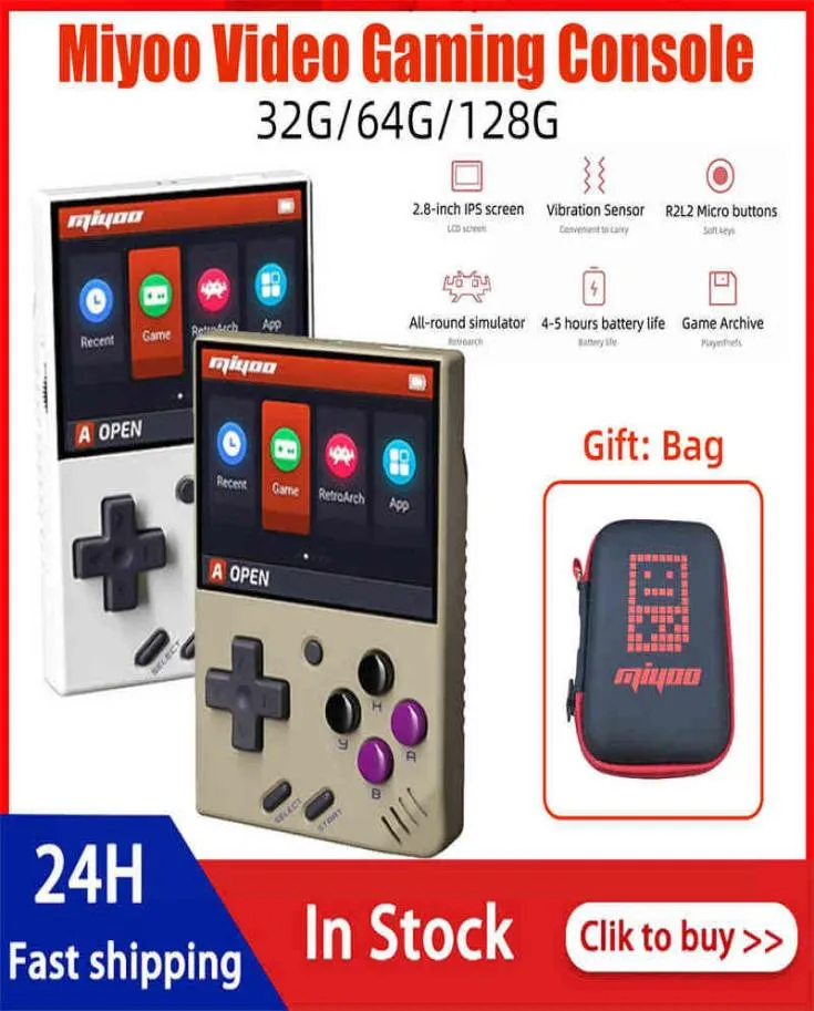 레트로 비디오 게임 콘솔 Miyoo 미니 28 인치 IPS 화면 휴대용 게임 콘솔 핸드 헬드 클래식 게임 에뮬레이터 H2204263697390
