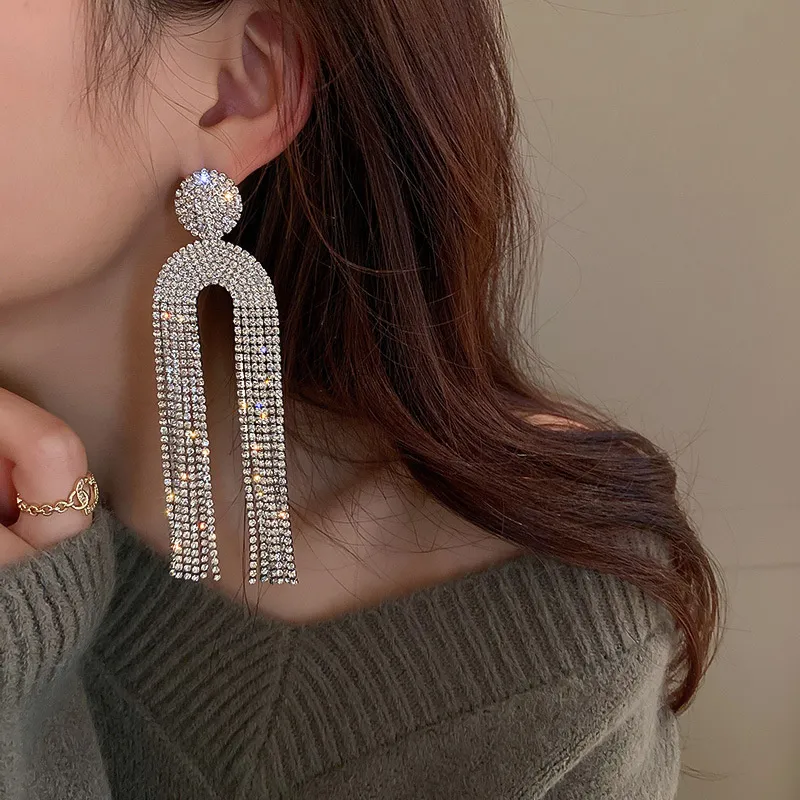 Orecchini pendenti con strass lunghi con nappe per le donne orecchini pendenti con dichiarazione di cristallo brillante 2022 regalo di gioielli da sposa di moda  36
