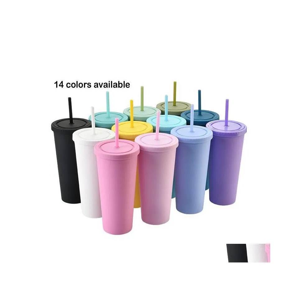 Tumblers Latest Arrival 22Oz Matte Colored Acrylic Skinny Tumbler Mug Double Wall Plastic Cup Custom Colors Acceptable Wll838 Drop D Dhzfc