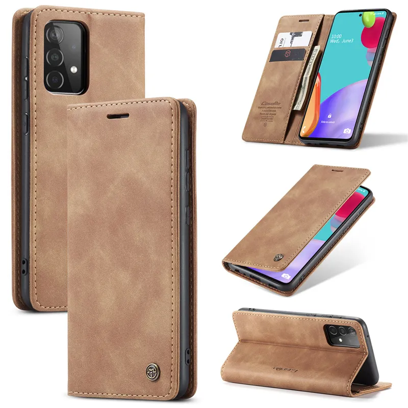 Leather Wallet Flip Phone Case With Magnetic Kickstand Holster Mobile Case For Samsung A20E A70 S21 S20 Note20 B213