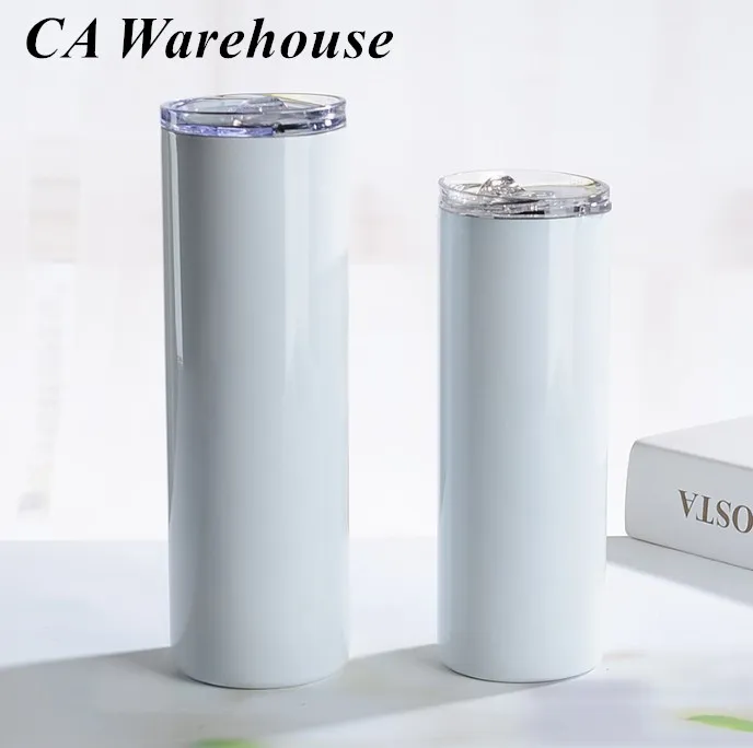 CA warehouse Sublimation 30oz Straight Tumblers with Metal Straws and Seal Lids Heat Press Water cups Arrive Your Address in Four Days C007