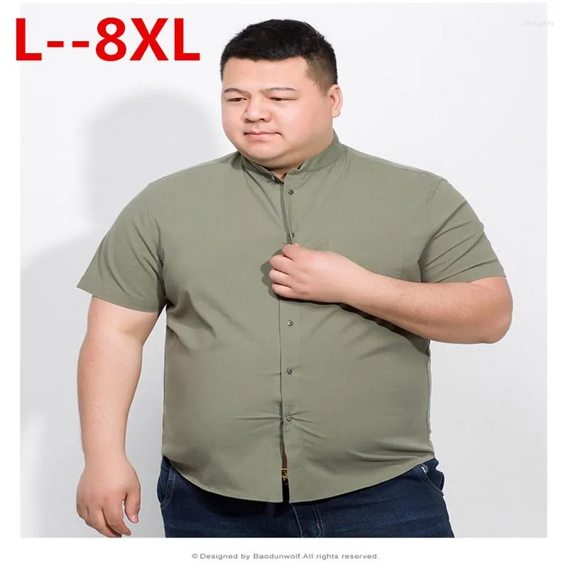 Erkek sıradan gömlekler 6xl 10xl 8xl artı boyut 5xl Yaz Erkek Pamuk Gri Renk Marka Marka Giysileri Adam Giyim Gevşek Fit Kısa Kol Kıyafetleri