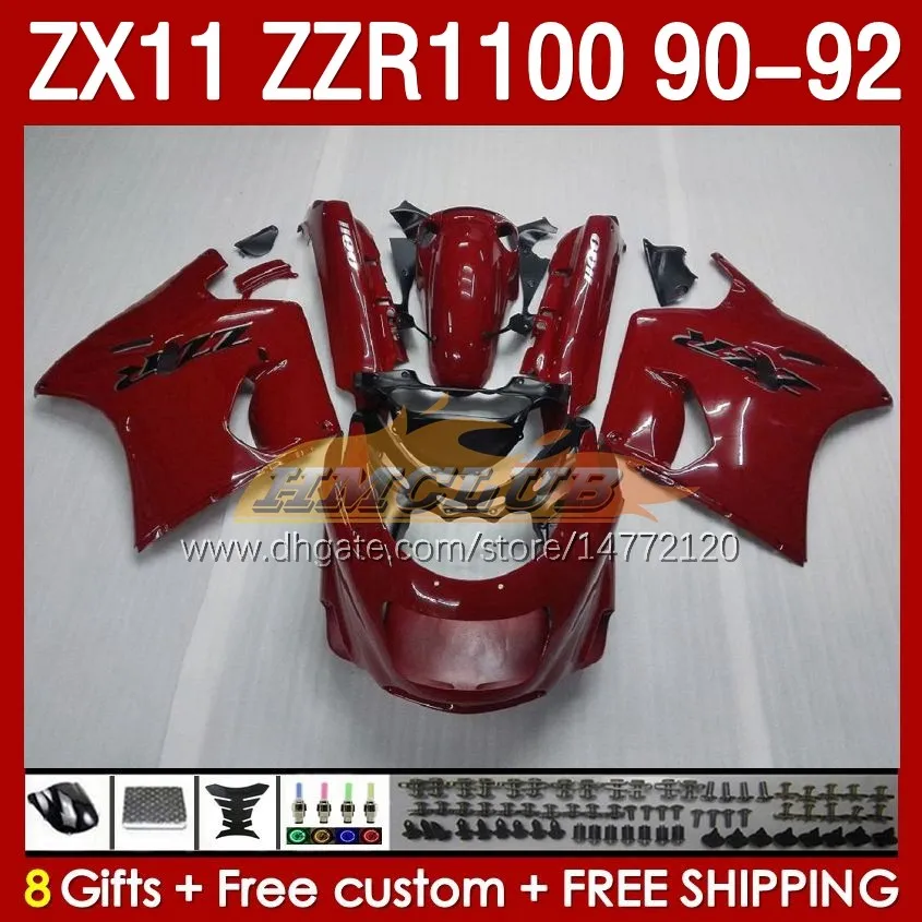 Aftermarket Body Fairing Kit: Dark Red & Black Panels For 1990