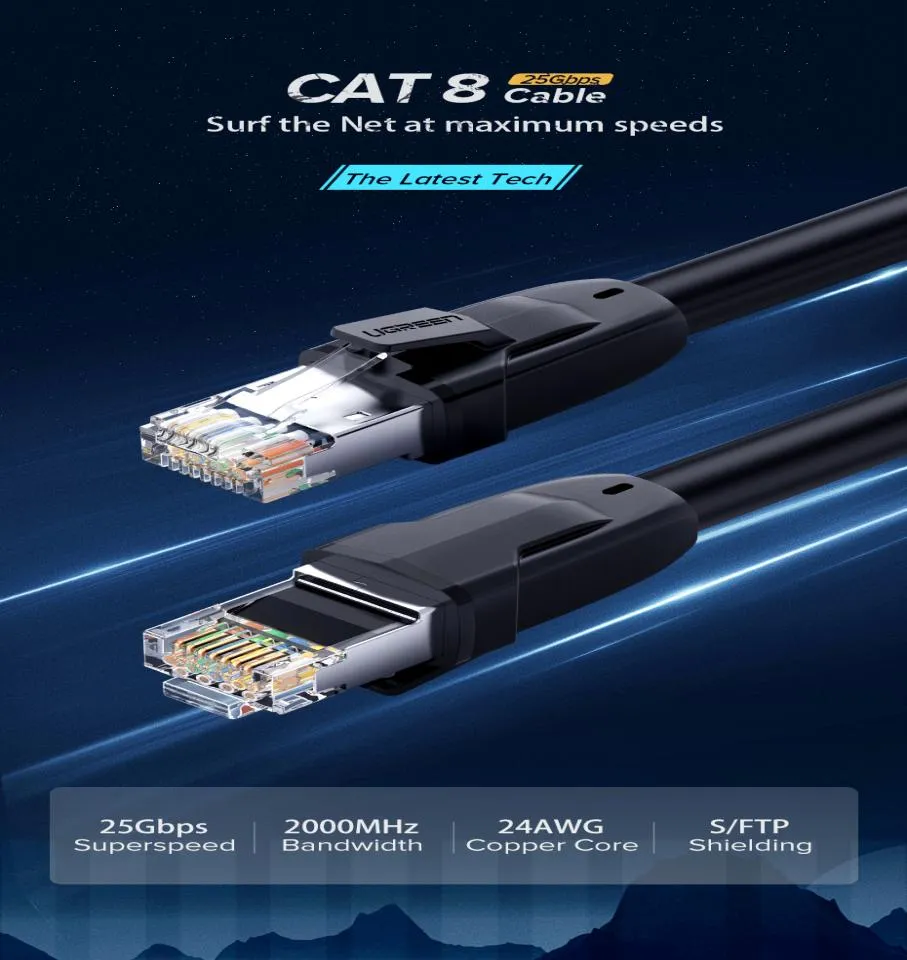 CAT8 이더넷 케이블 RJ 45 네트워크 케이블 FTP LAN CAT 7 RJ45 패치 코드 라우터 노트북 케이블 8 Ethernet3271857 용 10m