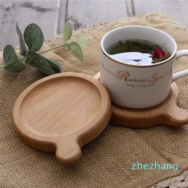 Table Mats 2pcs Natural Walnut Wooden Coasters Set Tea Coffee Cup Pad Beech Wood Heat Resistant Home Decor & Pads