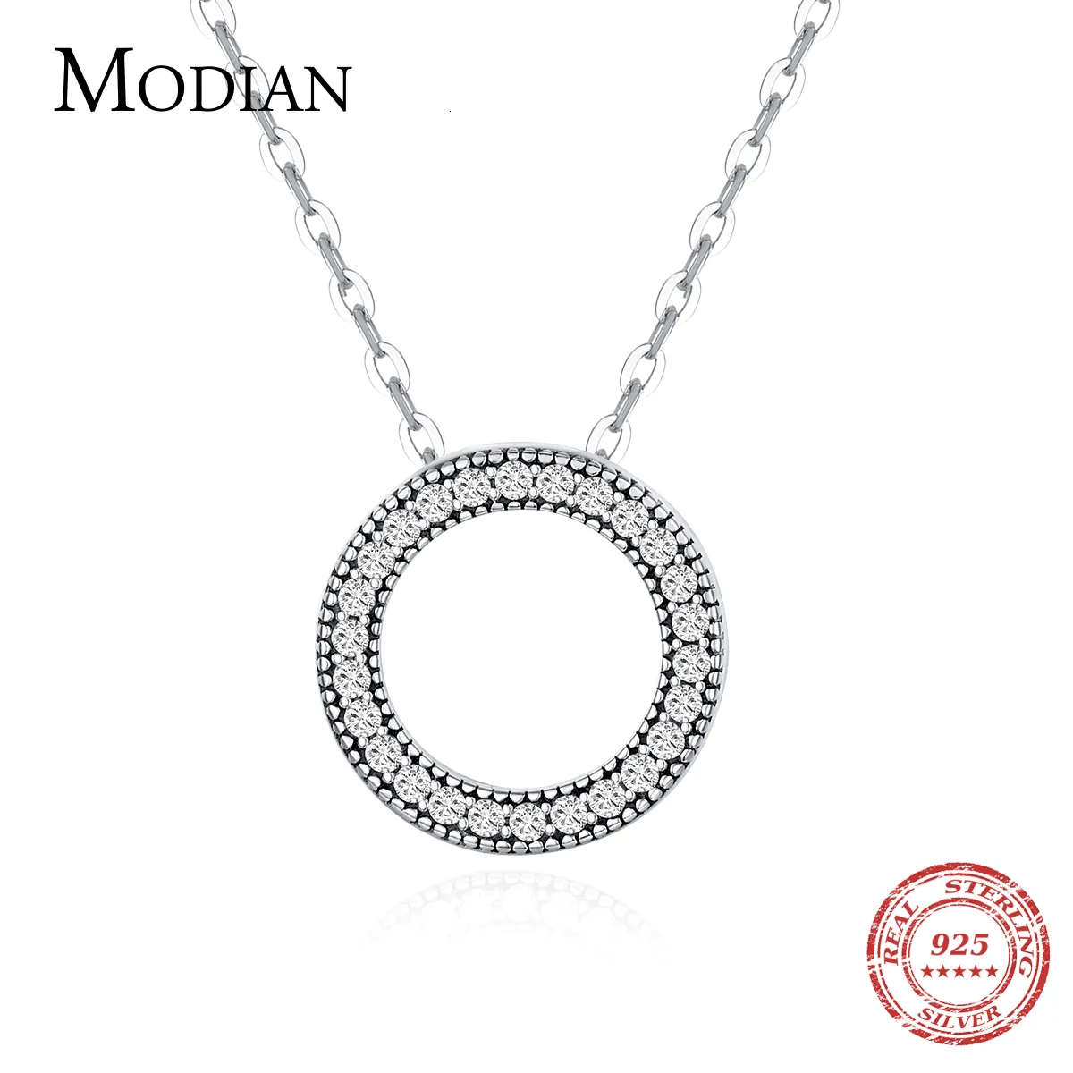 Chokers modian rom￢ntico real 925 Sterling Silver Fashion Round Hearts Colar para mulheres Fant￡sticas Life Colares de casamentos J￳ias Gift 221207