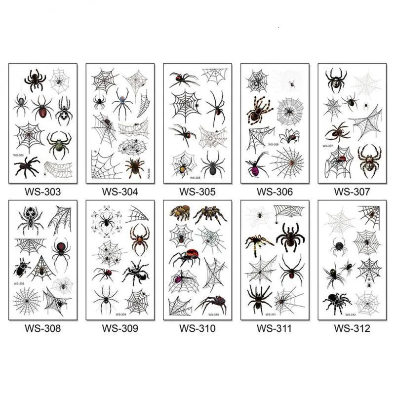 Temporary Tattoos Three Scouts 1pc Tattoo Stickers Halloween Simulation 3D Spider Horror Stickers Waterproof DIY Halloween Decoration Make Up Body 221208