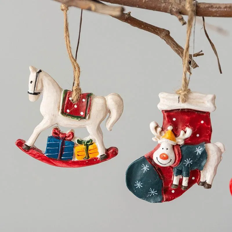 Kerstdecoraties Decoratie Crafts kleine hars hanger schattig paarden rendierpatroonontwerp kerstboom