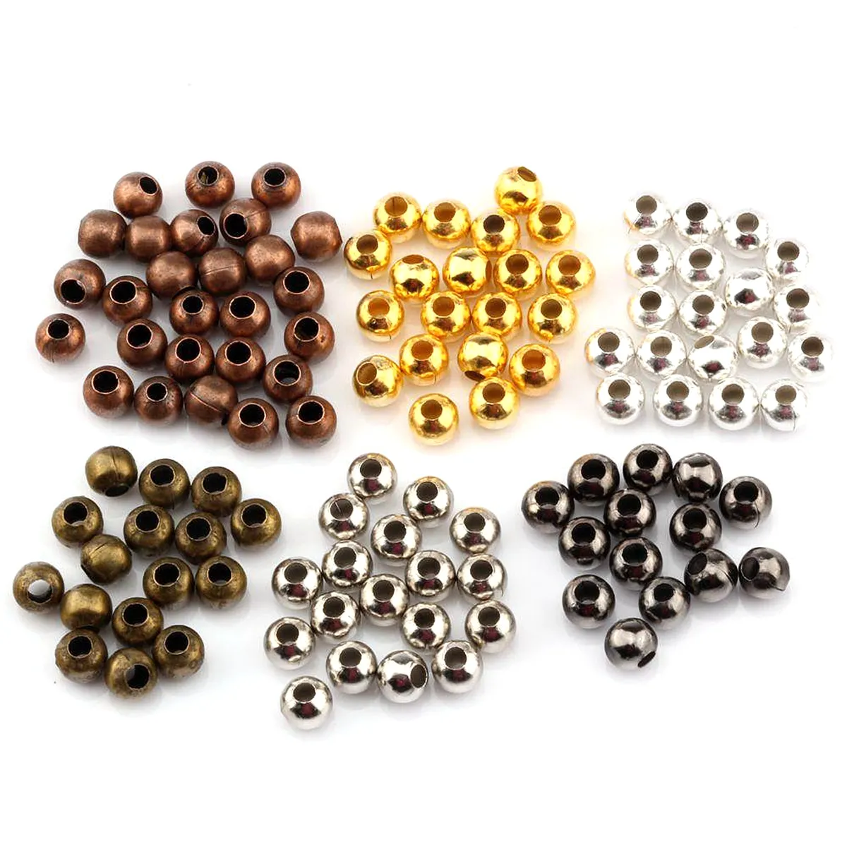 500pcs Spacers de bola sem costura contam 6 mm para descobertas de jóias, fazendo ouro banhado /prata etc.