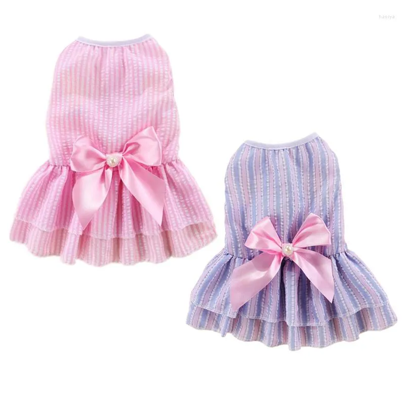 Dog Apparel Luxury Dress With Pearl Bowknot Summer For Small Medium Dogs Pet Skirt Chihuahua Costume Puppy Yorkies Clothes