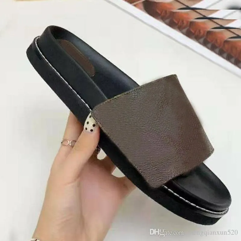 2021 Classic Summer Cartoon slippers fashion Lazy letter women shoes beach flops sexy platform Lady 100% Soft cow Leather sandals Large size 35-42 us4-us9-us11