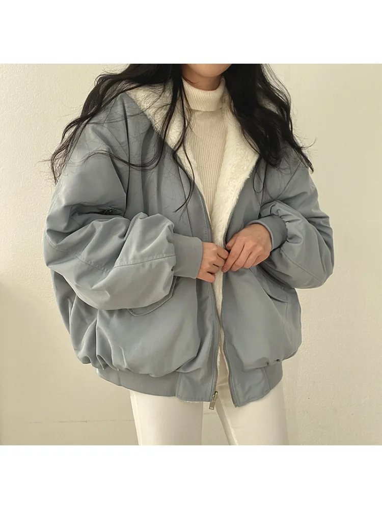 Femmes S Down Parkas hiver femmes court agneau coton rembourré manteau Y2k épais bouffant moelleux veste extérieur surdimensionné de haute qualité chaud 221208Mm01