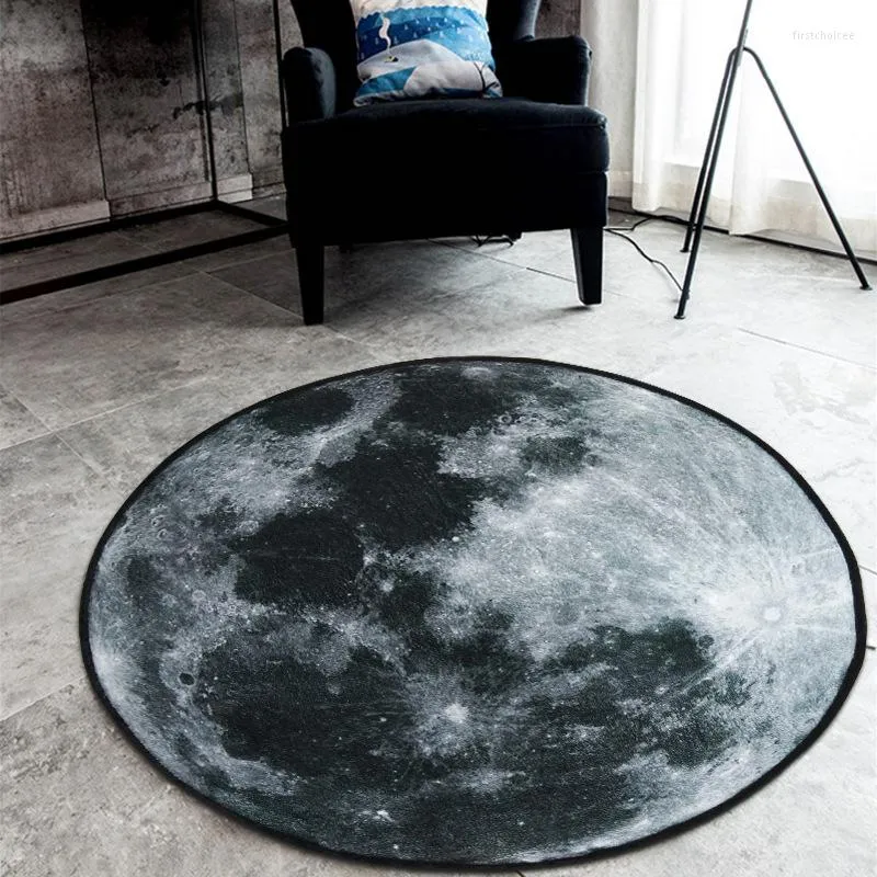 Carpets Nordic Trend Round Suede Carpet Living Room Bedroom Mat Planet Earth Moon Rug Bath Fashion 60/80/100/120/150cm 35