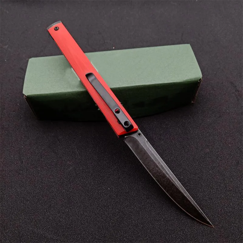Kampanj EDC Pocket Folding Knife D2 Black Stone Wash Drop Point Blade Red G10 Handle Mapp Knives With Retail Box