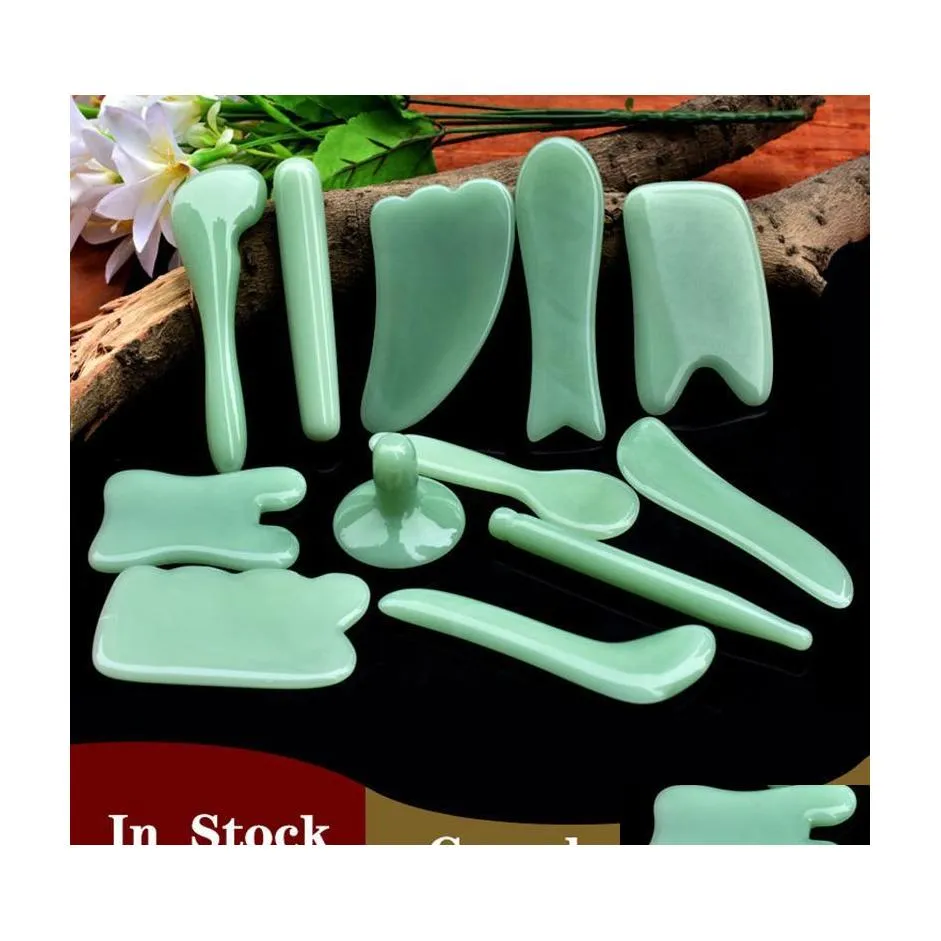 Andere Haushaltsdiverses Mti Styles Natürliche Jade Gua Sha Schaberbrett Diverses Mas Rosenquarz Jade Guasha Stein Für Gesicht Hals Ski Dhupm