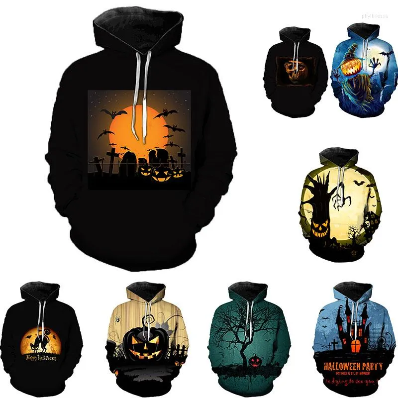 Herr hoodies höst- och vintermän/kvinnors 3D -tryckning Halloween Party Tops Sweatshirt rap hiphop