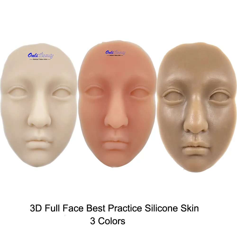 Other Permanent Makeup Supply Nude 3D Realistic Full Face Practice Silicone Skin for Permanent Makeup Artists 3 Colors 221208