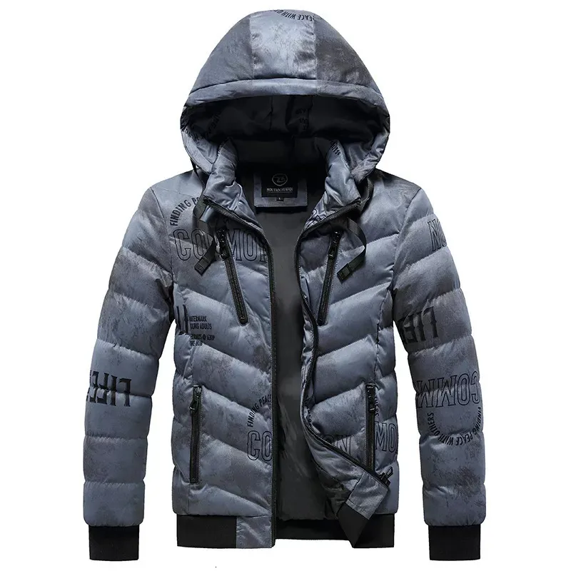 Men's Down Parkas Winter Jacket Fashion Printing Warm Fleece Thick Coat Male Outwear Hip hop Streetwear Parka Jackets Men L221207