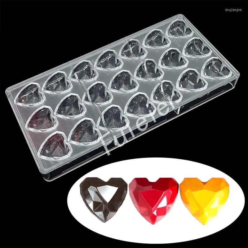 Bakningsverktyg Alla hjärtans dag 3D Diamond Heart Form Chocolate Mold Confectionery Tray Candy Decorating Mold