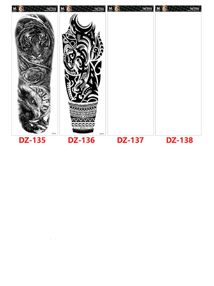 Temporäre Tattoo-Aufkleber Wolf & Elefant – 5 Bögen, Wasserfest, Für Arm, Bein, Sexy Looks