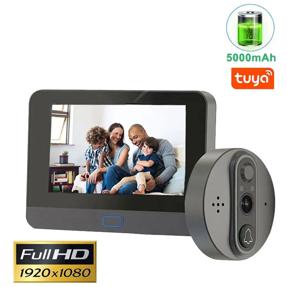 1080p Wi -Fi 무선 비디오 초인종 보안 카메라 Tuya Smart Home 아파트 Wi -Fi Visual Peephole Door Bell Intercom