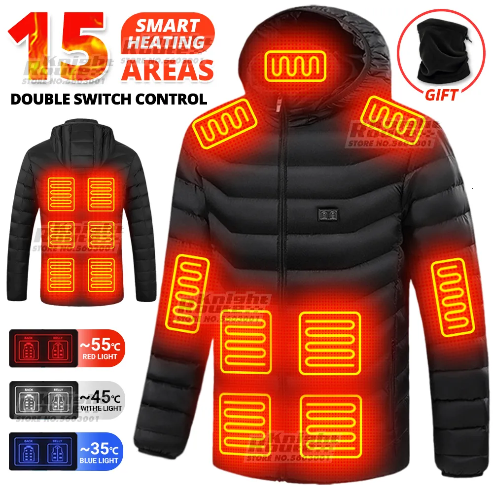 Men's Vests 15 Areas Heated Jacket Women Men Warm Heating Vest USB Coat Hunting Hiking Fishing Camping Winter EU Size 221208