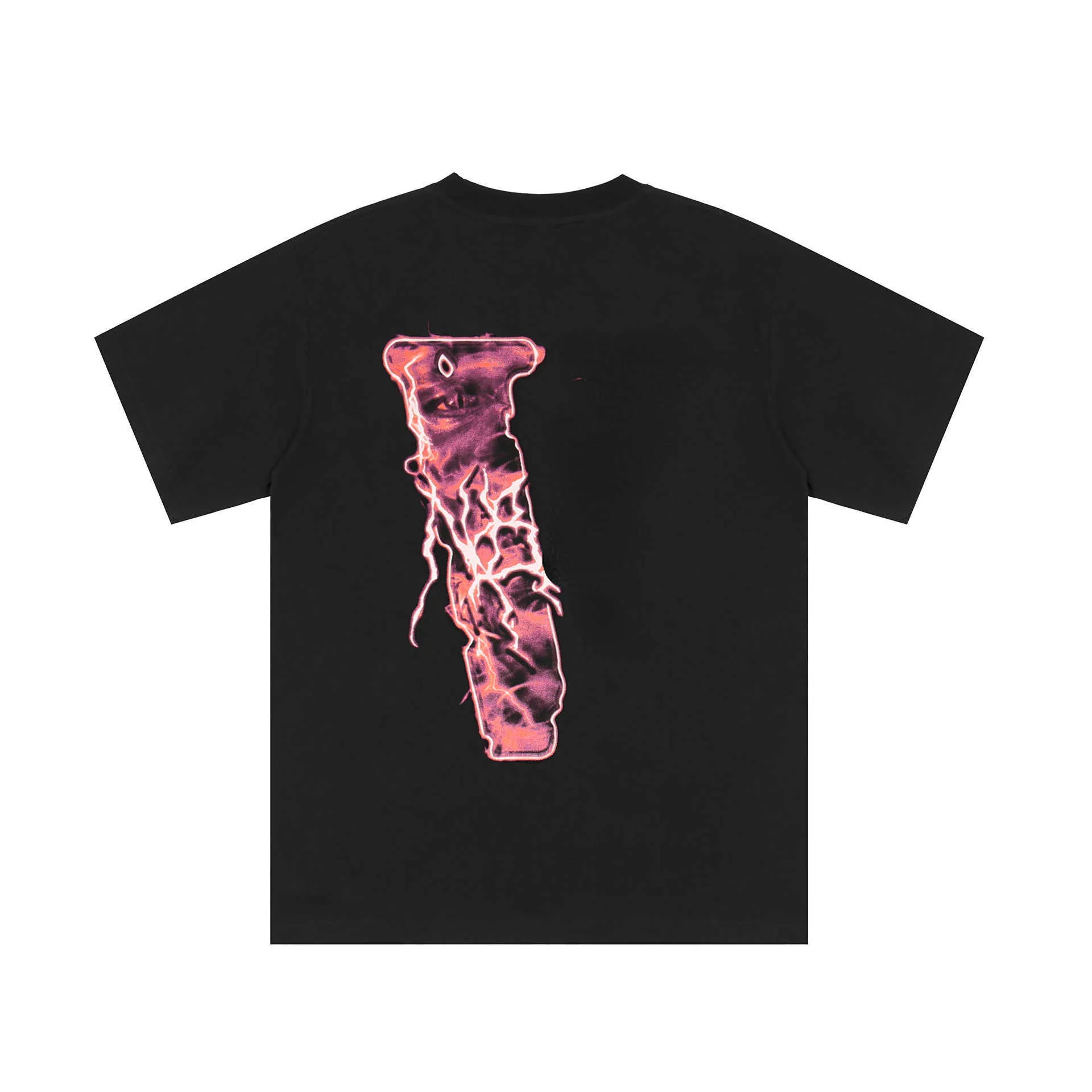 T-shirts pour hommes Printemps et été Hip Hop Lightning Portrait Anglais Imprimer Lâche Hommes et Femmes T-shirt à manches courtes Tendance