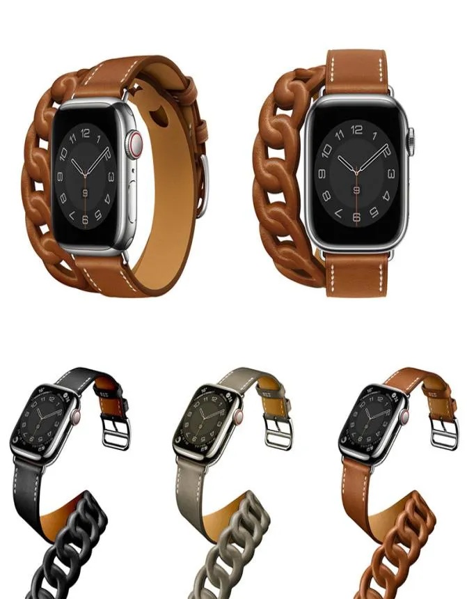 Apple Watch için Strap 123456se7 Nesil Premium Deri İş Çift Tur Bileklik Iwatch 40mm 44mm4809272