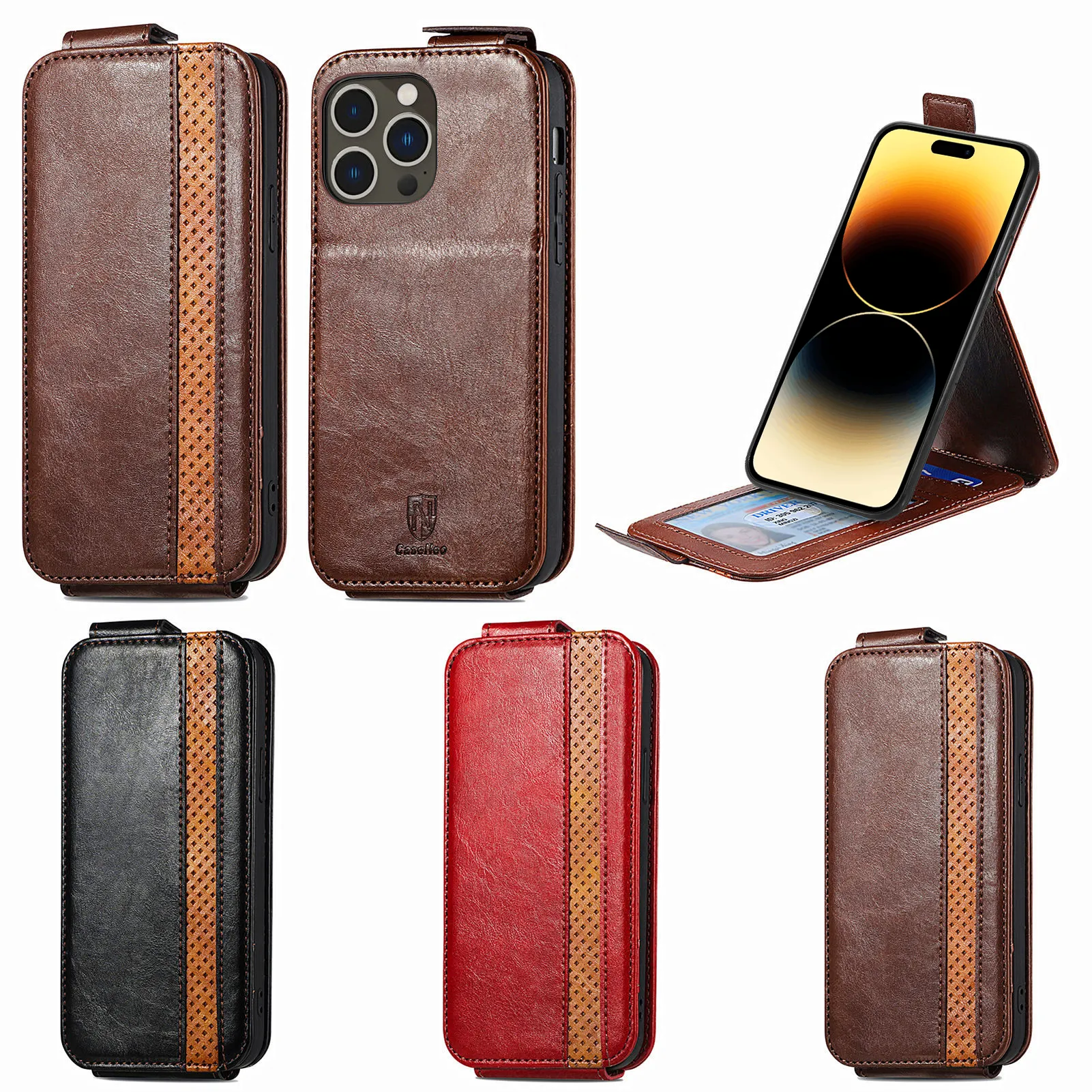 Brieftaschen-Handyhüllen für iPhone 14 13 12 11 Pro Max