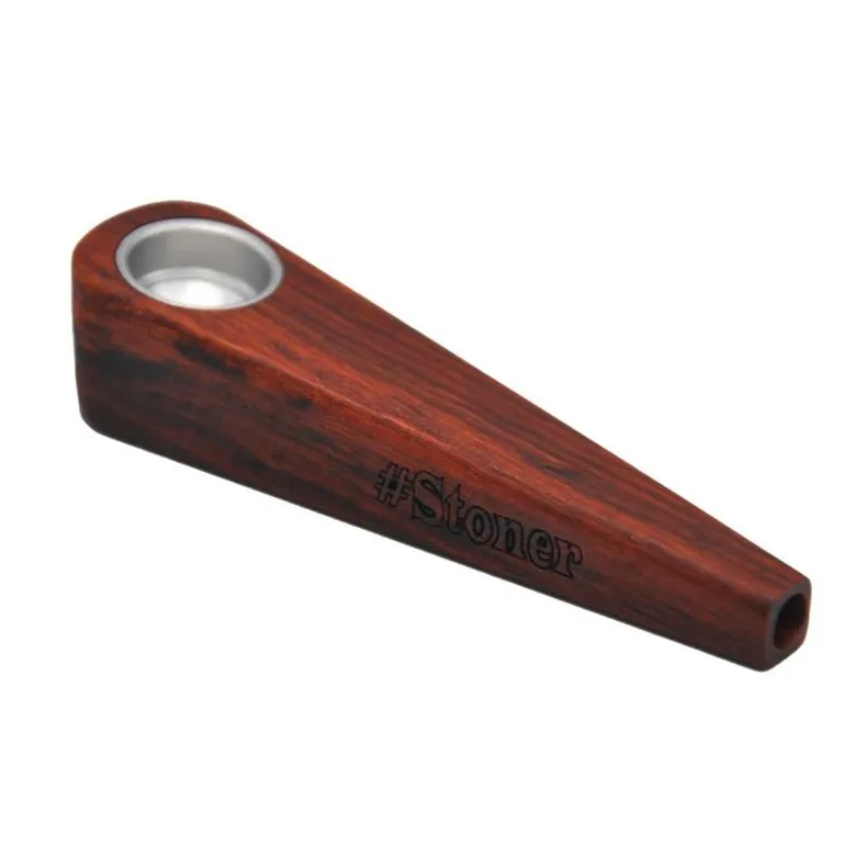 Mini filtro de pipa de madera Tazón de metal para fumar Tubo de diseño innovador Pipa de mano de tabaco de hierba seca Pipas de mano portátiles