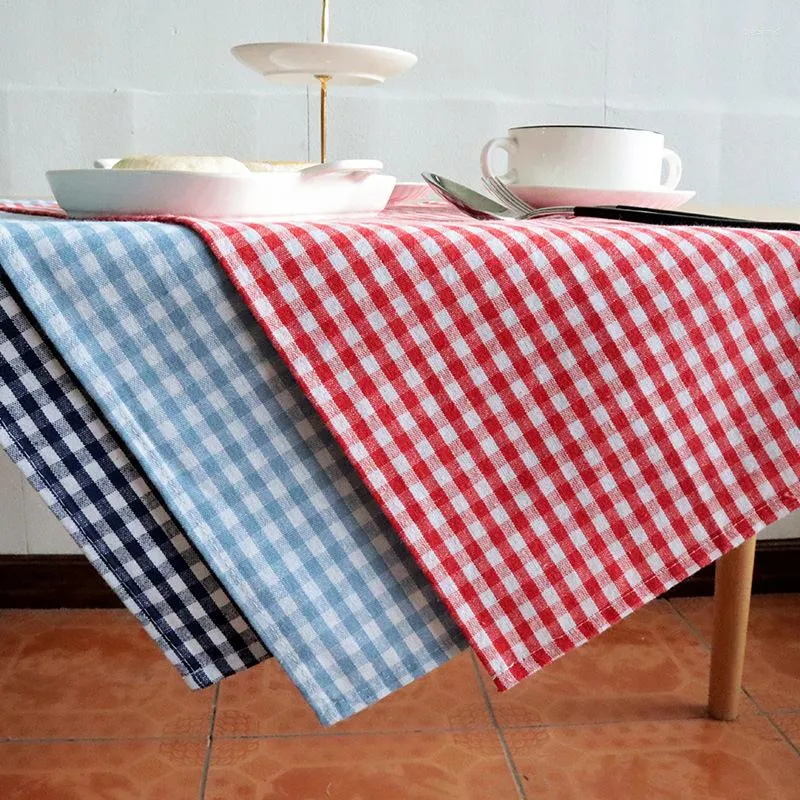 Serviette De Table Bleu Rouge Blanc 3pcs Serviette De Cuisine À Carreaux Qualité Coton Cadeau Style Américain Thé