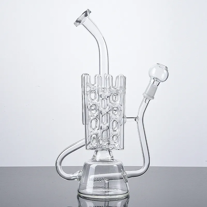 10 pouces Clear des nargues en ligne Perc Verre Bong Bong Percolateur Swiss Huile DAB Recycler Recycler Tourneau Joix de 14 mm avec ongle et dôme