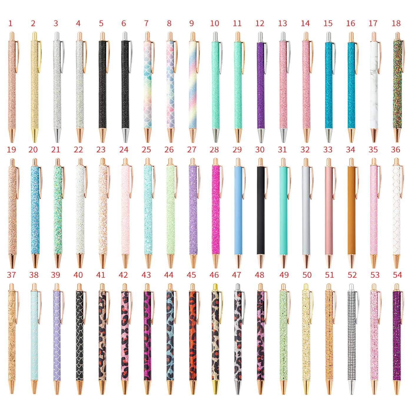 Stylos à bille à paillettes pour femmes filles stylos d'écriture fantaisie en métal rétractable encre noire stylos à pointe moyenne 1 mm stylo de journalisation fournitures scolaires